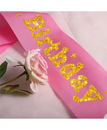 Party Propz Birthday Girl Satin Sash - Golden Pink