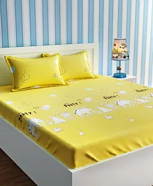 Urban Dream Double Bed Sheet With Pillow Cover Set Animal Print - Yellow