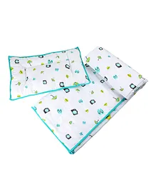 Wonder Wee Quilt & Pillow Set Multi Print - White Green 