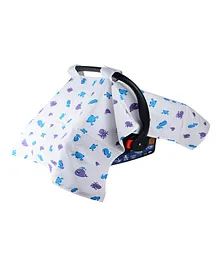 Wonder Wee Canopy Cover For Carry Cot & Car Seat Sea Animals Print - Blue White
