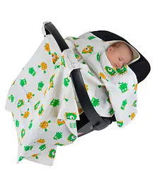 Wonder Wee Canopy Cover For Carry Cot & Car Seat Allover Print - White Green