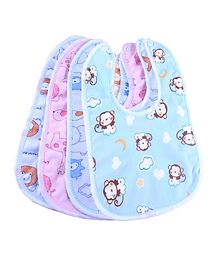 10Club Baby Bib Animal Print Pack of 4 - Blue & Pink