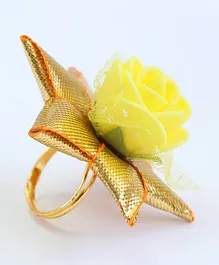 Pihoo Gota Patti Work Rose Ring - Yellow