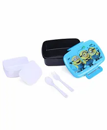 Minions Lunch Box With Fork & Spoon - Blue & Black