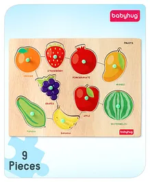 Babyhug Wooden Fruits Puzzle Multicolour - 9 Pieces