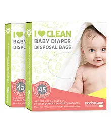 BodyGuard I Love Clean Baby Diaper Disposal Bags - 90 Bags (2 Pack - 45 Bags Each)