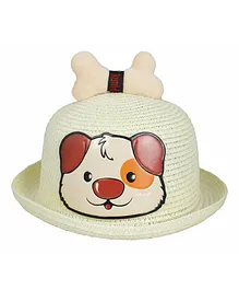 Kidofash Dog Face Patched Hat - Cream