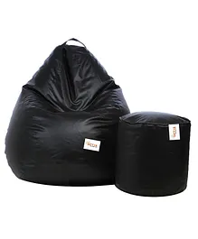 Sattva Combo Bean Bag Cover & Round Footstool Cover Without Beans XXXL - Black