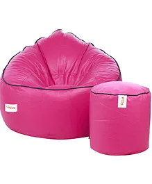 Sattva Muddha Bean Bag Cover And Round Footstool Without Beans - Black