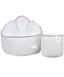 Sattva Muddha Combo of Bean Bag Cover And Round Footstool Without Beans - Black