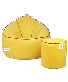 Sattva Muddha Bean Bag Cover And Round Footstool Without Beans -Yellow