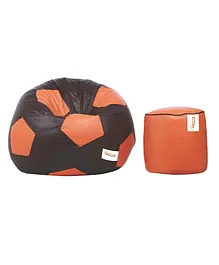 Sattva Muddha Bean Bag Cover And Round Footstool Without Beans - Black