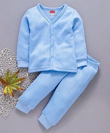 Babyhug Full Length Thermal Bottom Wear Solid Colour - Blue main image 1