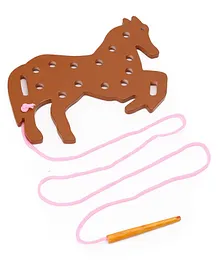 Alpaks Lacing Horse Wooden Toy ( Lacing Colour May Vary)