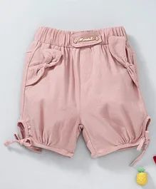 TBB Elastic Waist Shorts Side Tie Up Pattern - Peach