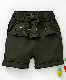 TBB Elastic Waist Shorts Ruffle Detail - Dark Green
