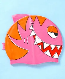 Yellowbee Shark Print Swimming Cap - Pink & Orange