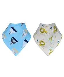 Kassy Pop Bandana Bibs Animal Print Pack of 2 - Blue