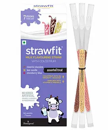 Strawfit Strawberry Vanilla And Chocolate Milk Flavoring Straws With Colostrum - 7 Pieces