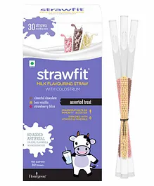 Strawfit Vanilla Chocolate And Strawberry Milk Flavoring Straws With Colostrum - 30 Pieces