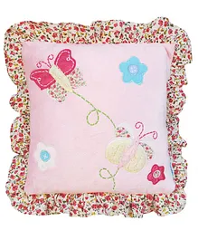 Abracadabra Cushion With Fillers Butterfly Patch - Pink