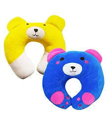 My Newborn Premium Quality Supersoft Neck Support Bear Design Pack of 2 - Yellow Blue