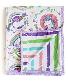 Silverlinen Cotton Reversible Single Blanket Unicorn Print - Multicolour