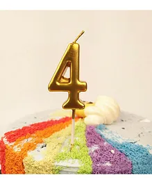 Funcart Numerical Cake Topper Candle Number 4 - Golden