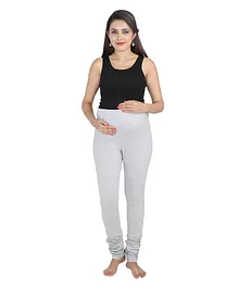 Lulamom Maternity Active Full Length Legging With Belly Band Support - Light Grey