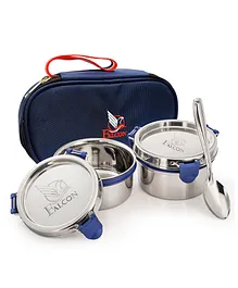 Falcon Eco Nxt Stainless Steel Lunch Box Set With Spoon Navy - Pack Of 2