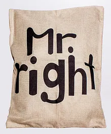Little Nests Mr Right Printed Cushion Cover - Cream & Black
