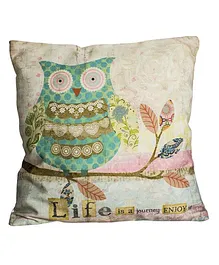 Little Nests Owl Printed Cushion Cover - Multicolour