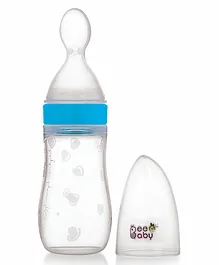 Beebaby Squeeze Food Feeder Bottle With Spoon Blue - 125 ml