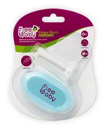 Beebaby Soft Silicone Finger Brush With Carry Case - Blue