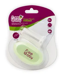 Beebaby Soft Silicone Finger Brush With Carry Case - Green
