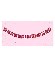 Syga Happy Birthday Banner Star Design - Pink