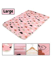 Syga Waterproof Diaper Changing Mat And Mattress Protector Cloud Design Large - Pink