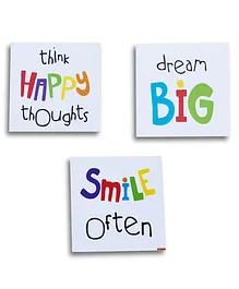 Kidoz Smile Dream Happy Thoughts Canvas Wall Decor Pack Of 3 - Multicolour