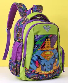 DC Comics School Bag Superman Print Green Navy Blue - 14 inches