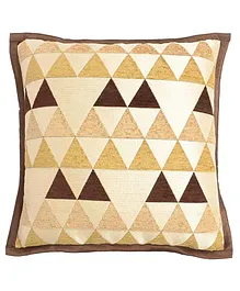 Saral Home Viscose Chenille Triangular Pattern Cushion Cover Set of 2 - Golden