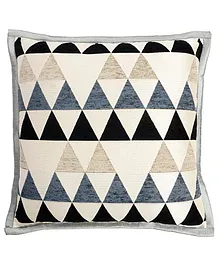 Saral Home Viscose Chenille Triangular Pattern Cushion Cover Set of 2 - Cream Blue