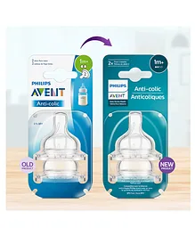 Avent Classic 2 Holes Silicone Teat Slow Flow - Set of 2