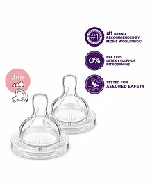 Avent Classic Variable Flow Silicone Teat - Pack of 2