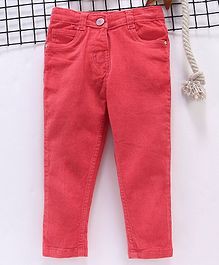 Babyhug Full Length Corduroy Pants - Coral