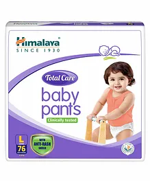 Himalaya Total Care Baby Pants Diapers With Anti Rash Shield Large - 76 Pieces