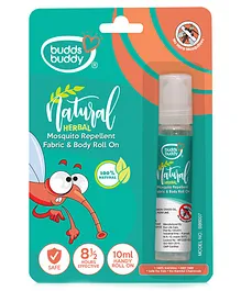 Buddsbuddy Natural Herbal Mosquito Repellent Fabric & Body Roll On Green - 10 ml