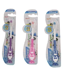 PASSION PETALS Penguin Design Toothbrush (Colour May Vary) - Set Of 3