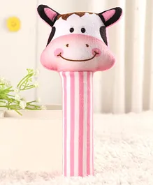 Babyhug Cow Face Rattle Cum Soft Toy - Pink White