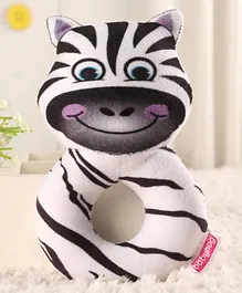 Babyhug Zebra Face Rattle Cum Soft Toy Ring - Black & White