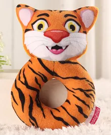 Babyhug Cat Face Rattle Cum Soft Toy Ring - Orange